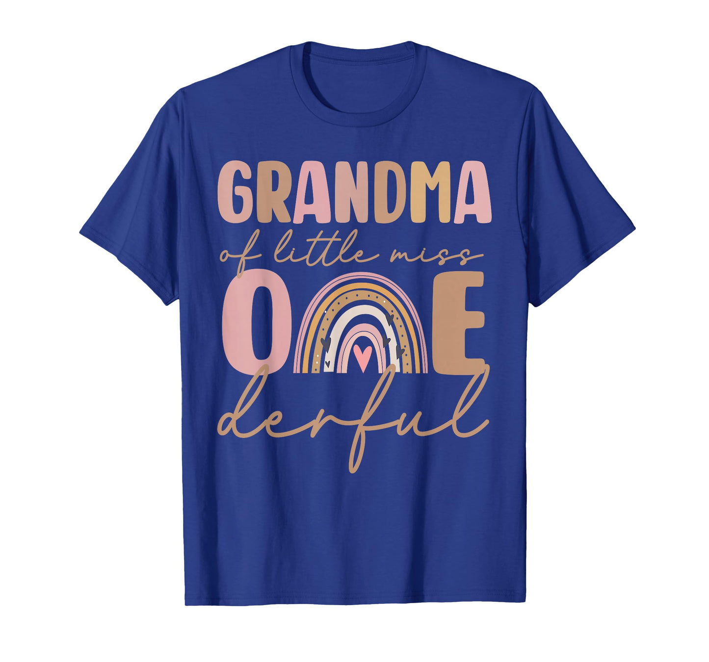 Grandma of Little Miss Onederful First Birthday Boho Rainbow T-Shirt