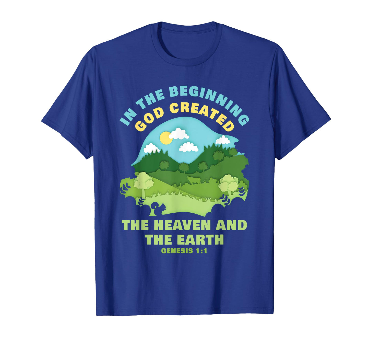 Genesis 1:1 In The Beginning GOD Created – Kids Faith Verse T-Shirt