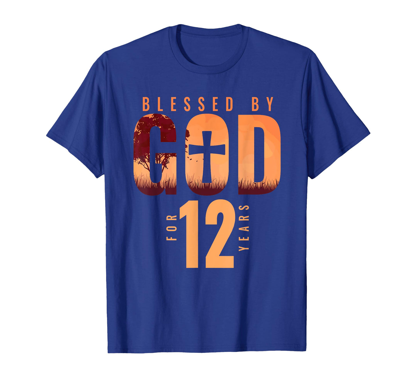 Blessed By God For 12 Years 12th Birthday Religious Theme T-Shirt