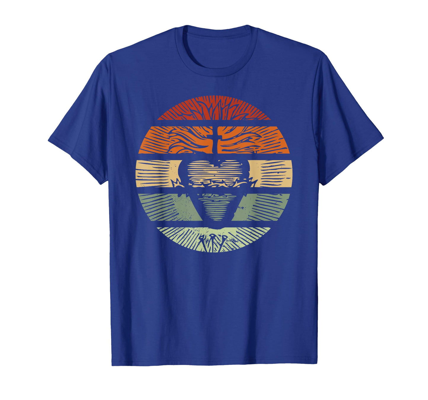 Sacred Heart of Jesus Christ Retro Sunset Art Catholic Teens T-Shirt