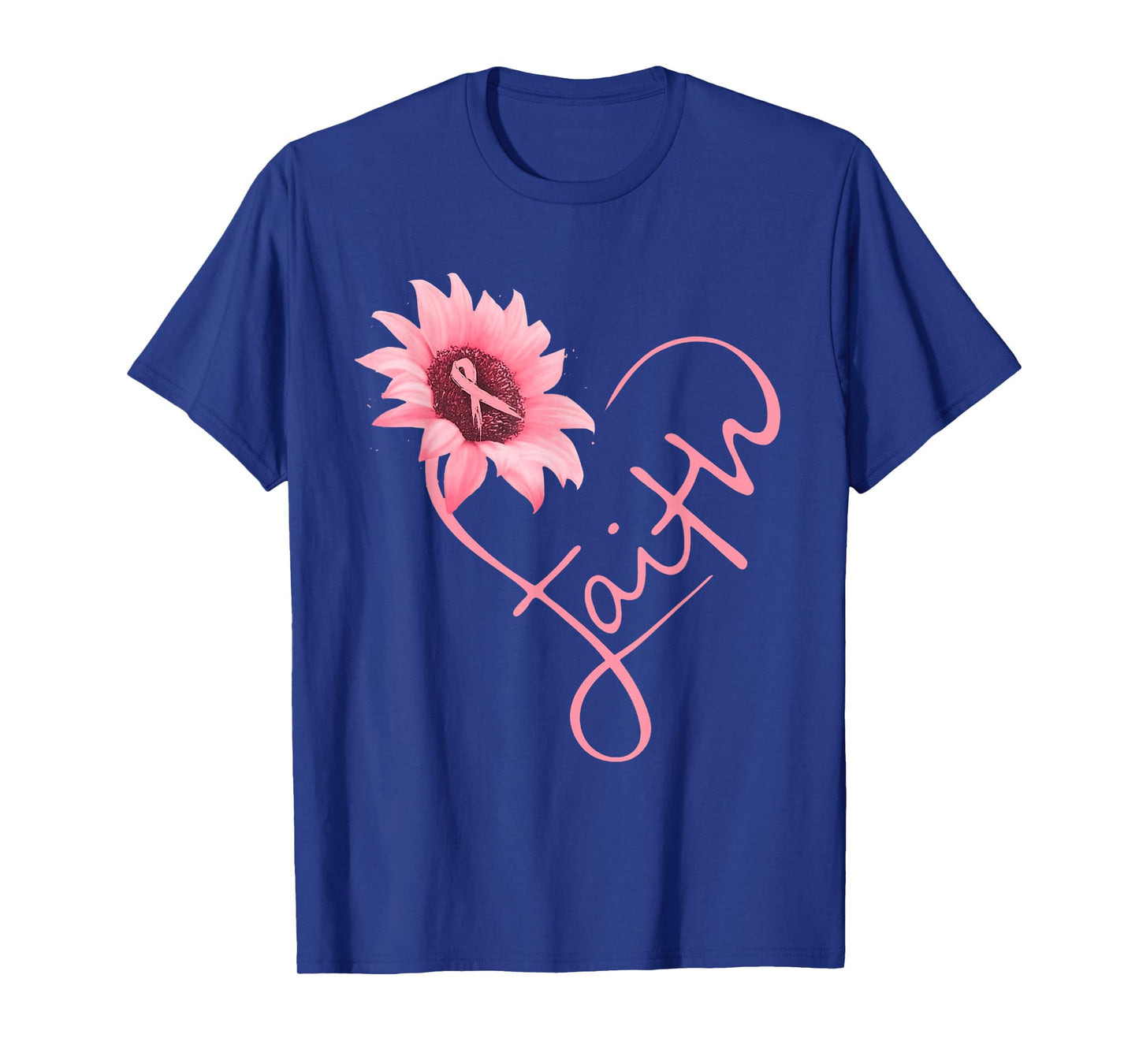 Breast Cancer Shirt Women Pink Ribbon Daisy Faith T-Shirt