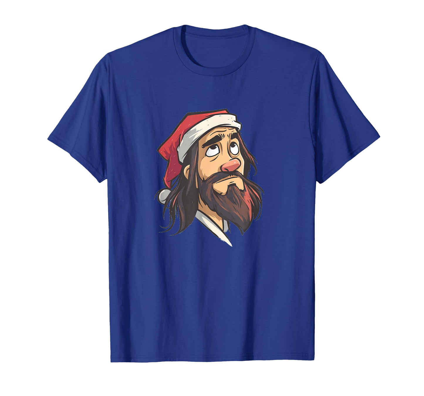 Handsome Jesus with Santa Claus Hat Graphic Costume T-Shirt