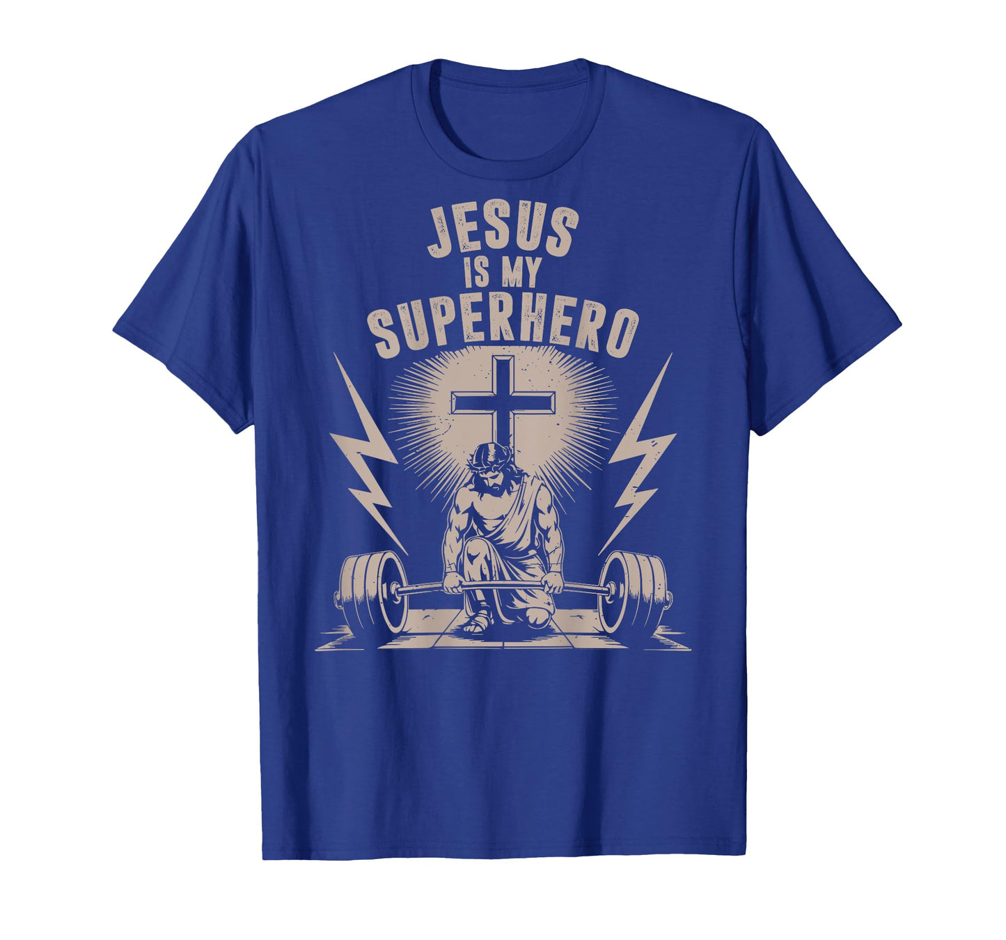 Jesus is My Superhero Barbell Funny Christian Workout Gym T-Shirt