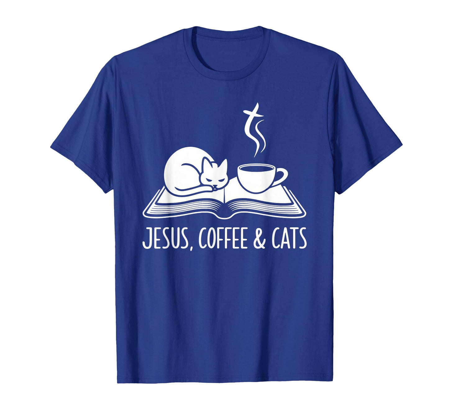 Jesus Coffee Cats Funny Cute Design Jesus Lovers Christian T-Shirt