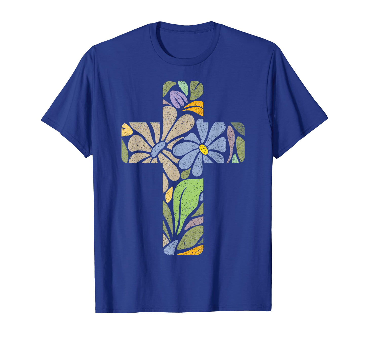 Christian Beautiful Cross of Flowers Pastel Colors Faith Art T-Shirt