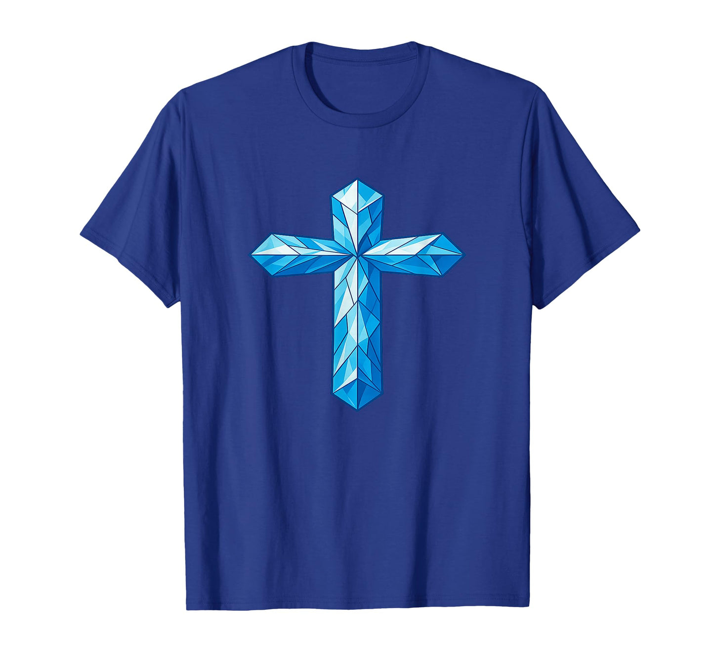 Blue Sacred Geometry Spiritual Cross Artwork T-Shirt