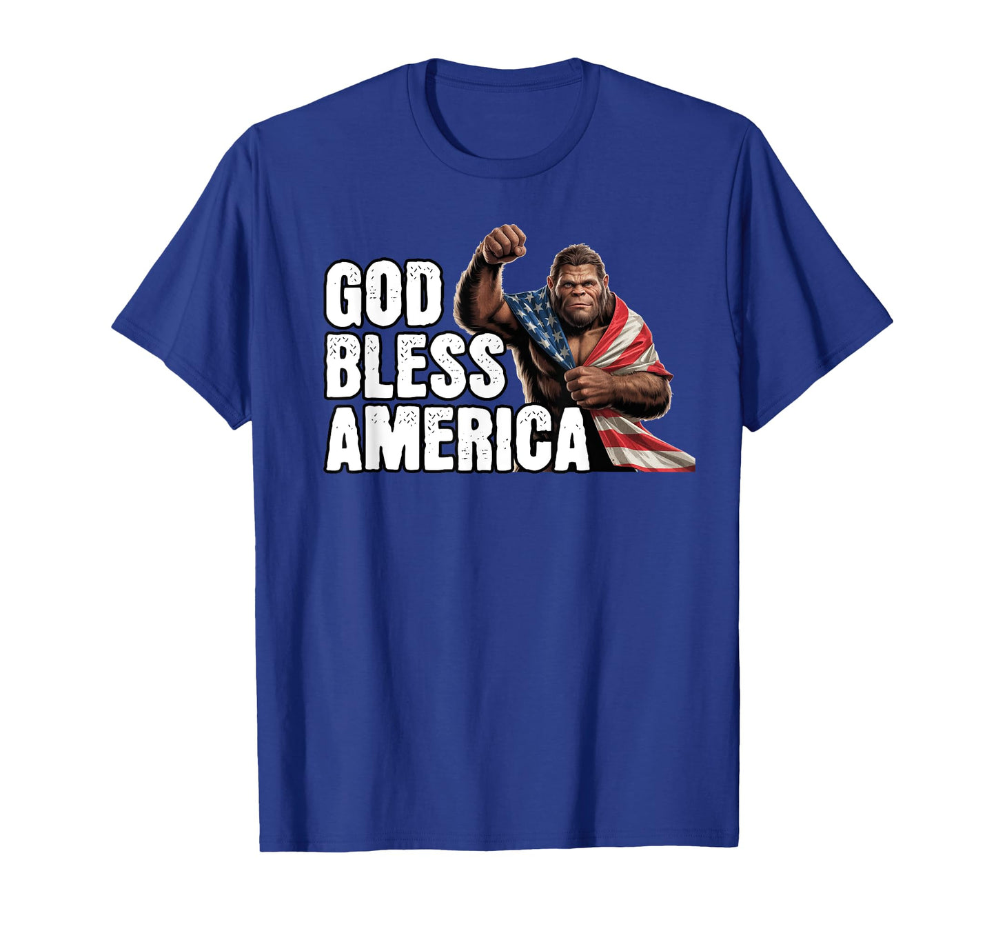 Patriotic Bigfoot God Bless America, Sasquatch American Flag T-Shirt