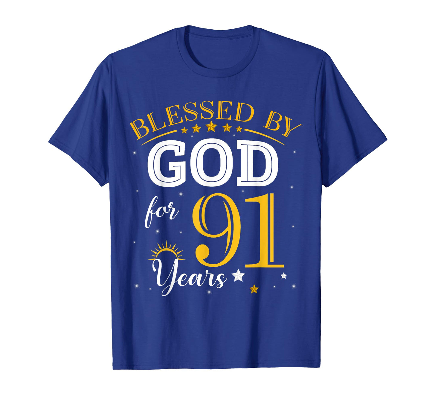 Vintage Blessed by God For 91 Years Old 91st Birthday Girl T-Shirt
