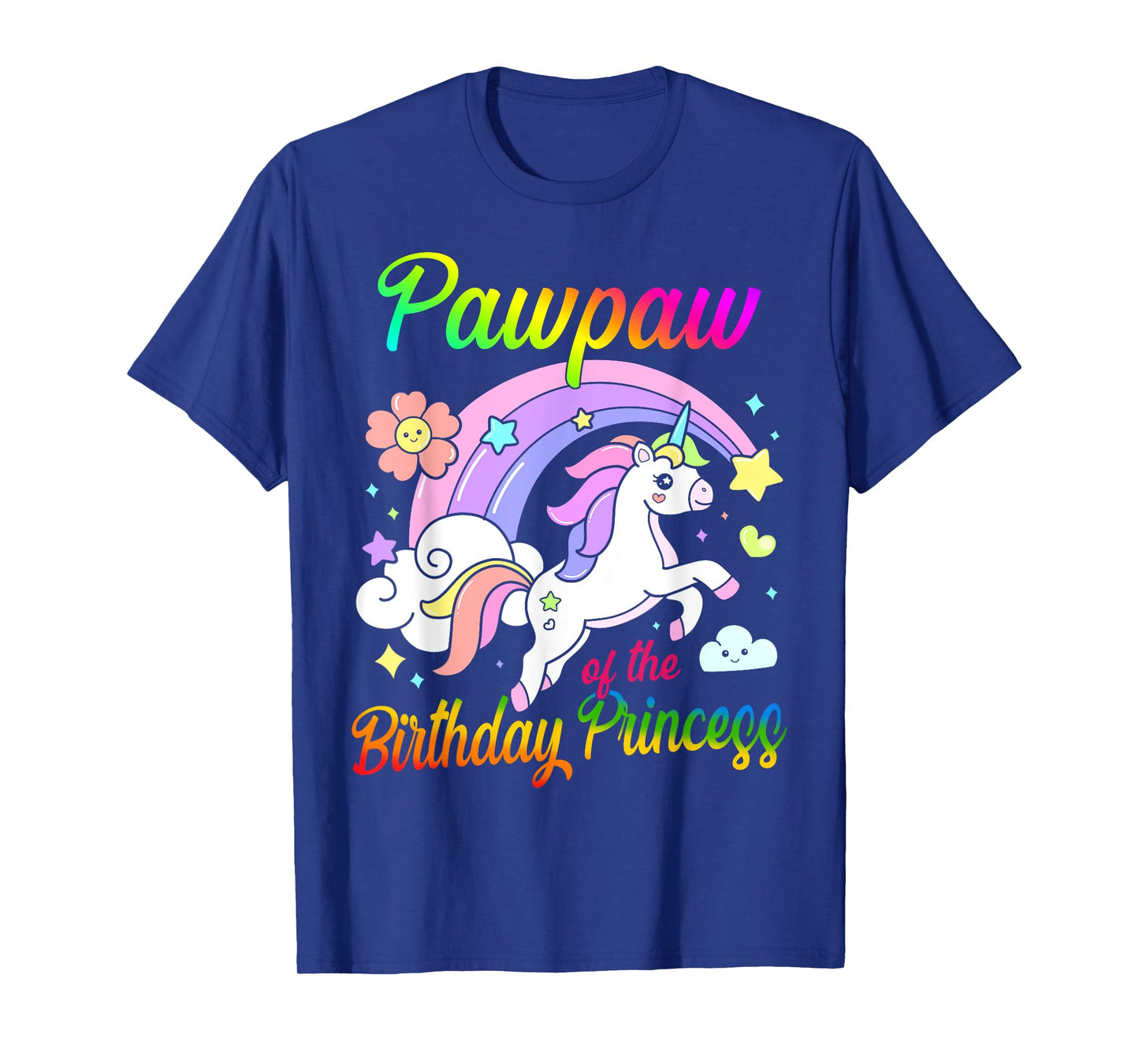 Pawpaw Of The Birthday Princess Unicorn Matching Family T-Shirt