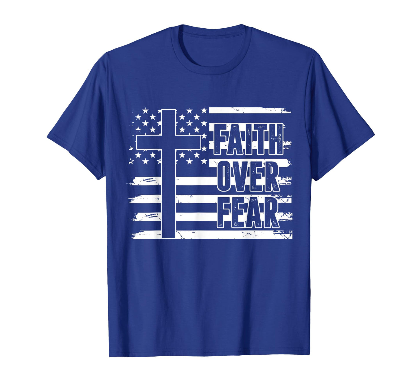 Dad Faith Over Fear Christian USA Flag Patriotic American T-Shirt