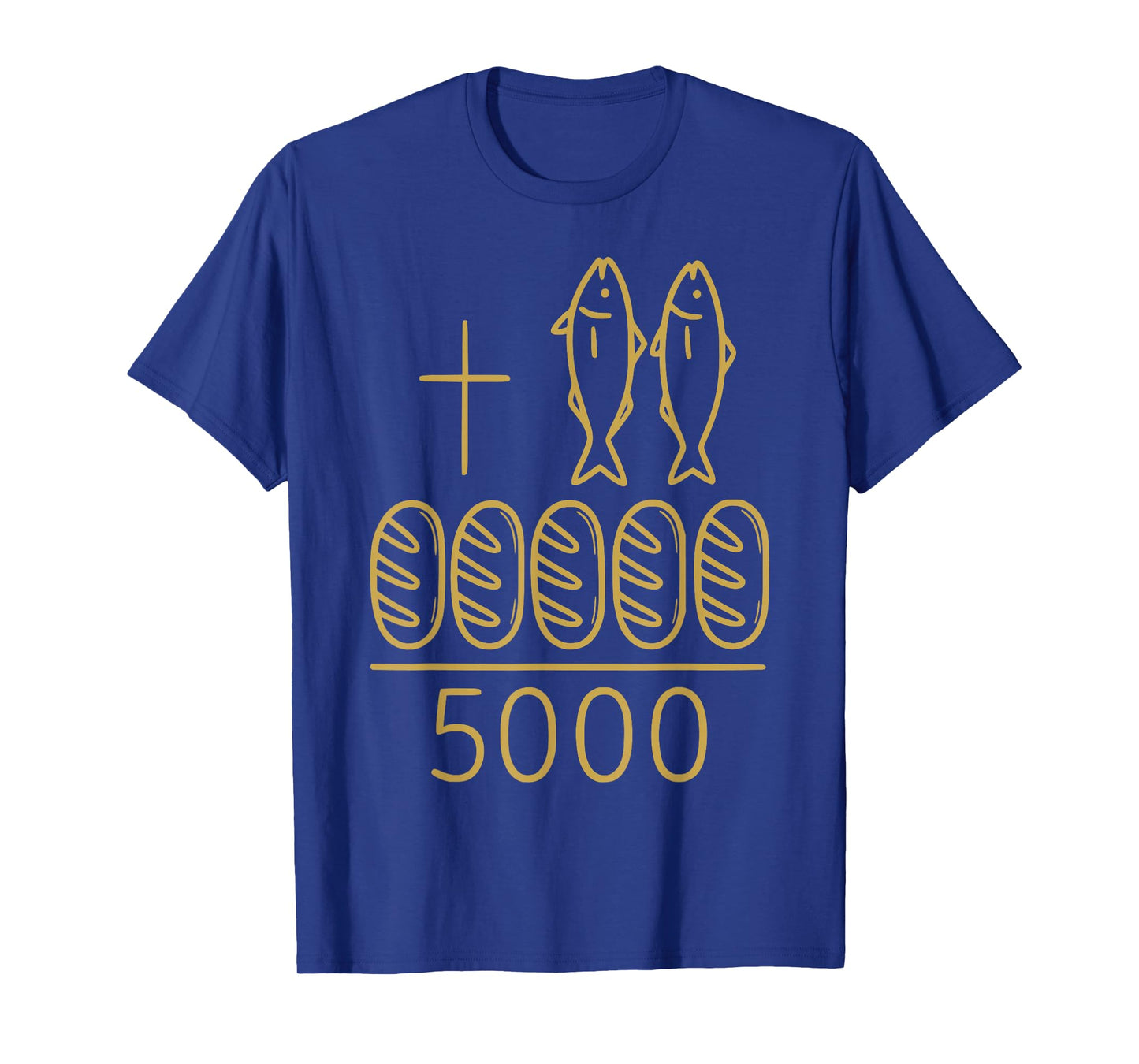2 Fishes 5 Breads Jesus Cross 5000 Miracle Christian T-Shirt
