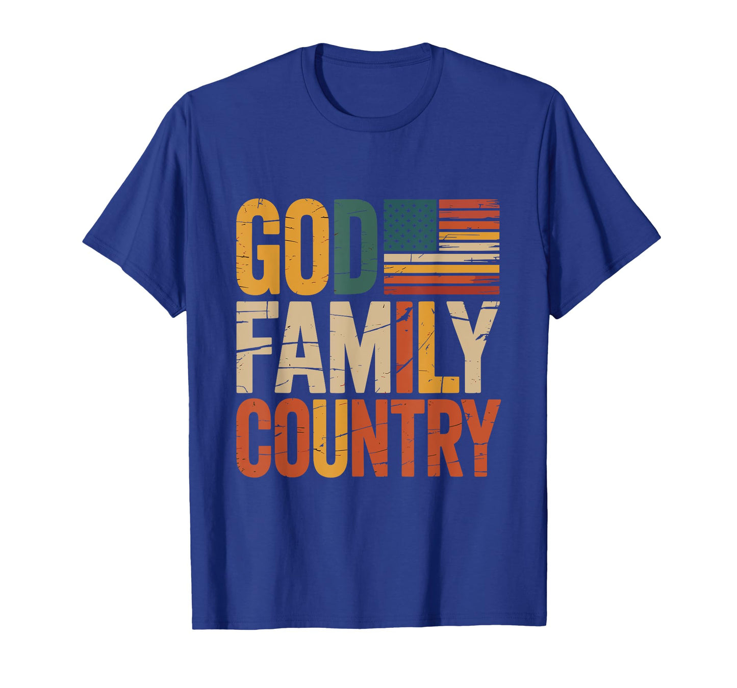 God Family Country Freedom - Patriotic Christian US Flag T-Shirt