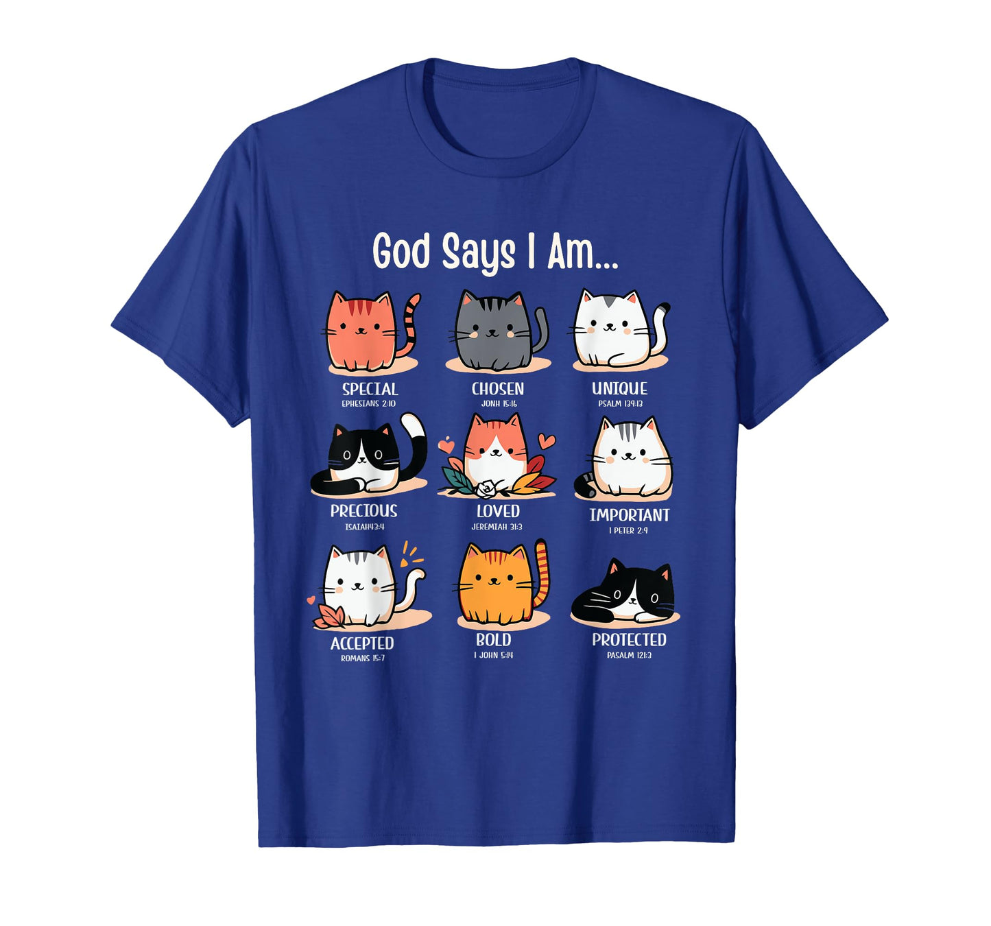 Funny Cat Girls Teens Kids God Says I Am Christian T-Shirt