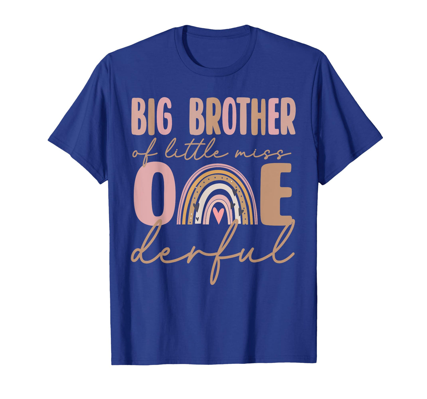 Big Brother of Little Miss Onederful Birthday Boho Rainbow T-Shirt