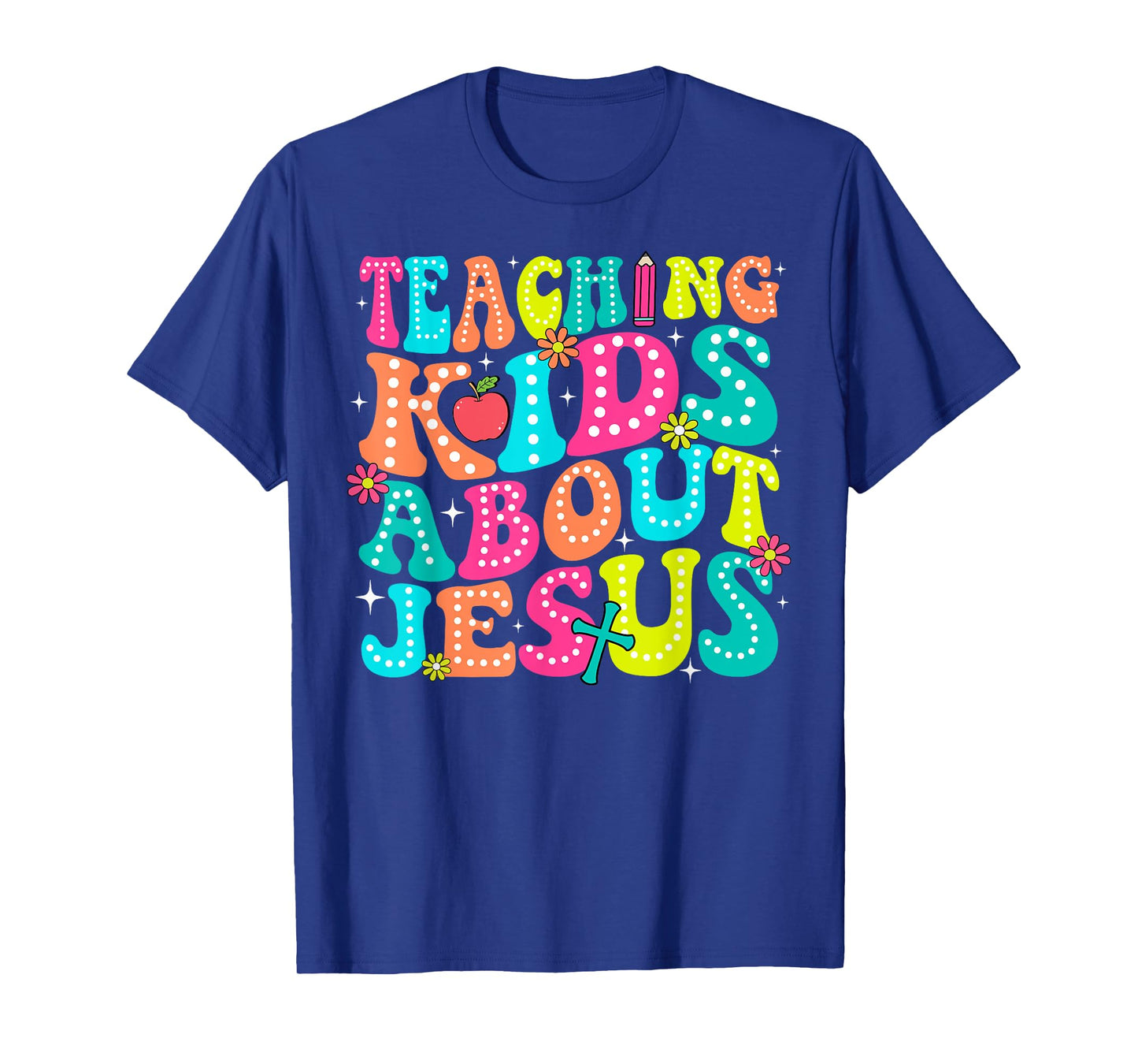Teaching Kids About Jesus Christian Teacher Retro Groovy T-Shirt