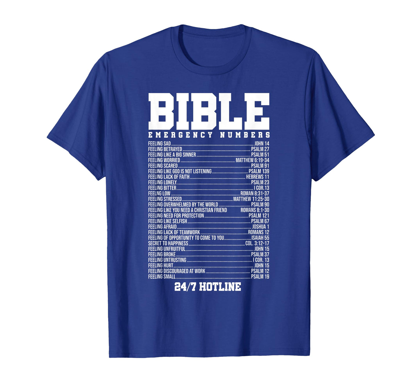 Bible Verses Emergency Number Hotline Christian Religious T-Shirt