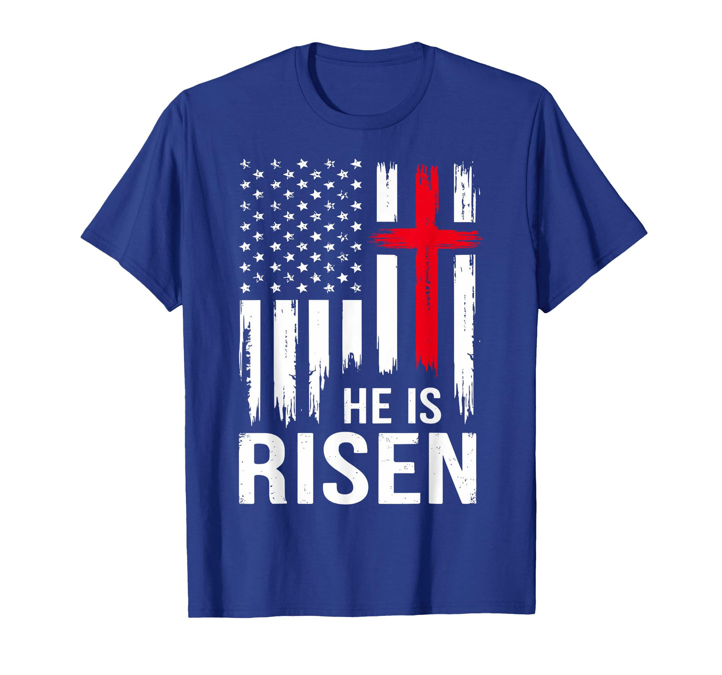 He is risen cross american vintage flag for christian easter T-Shirt