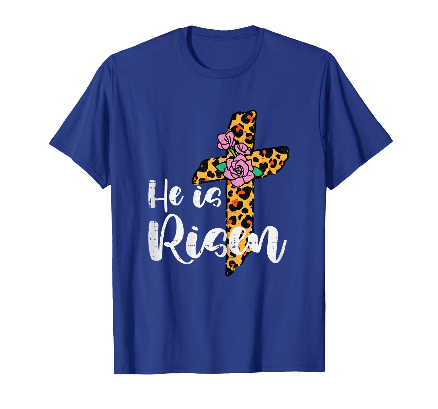 Cross Flower He Is Risen Christ Easter Jesus Religious Women T-Shirt
