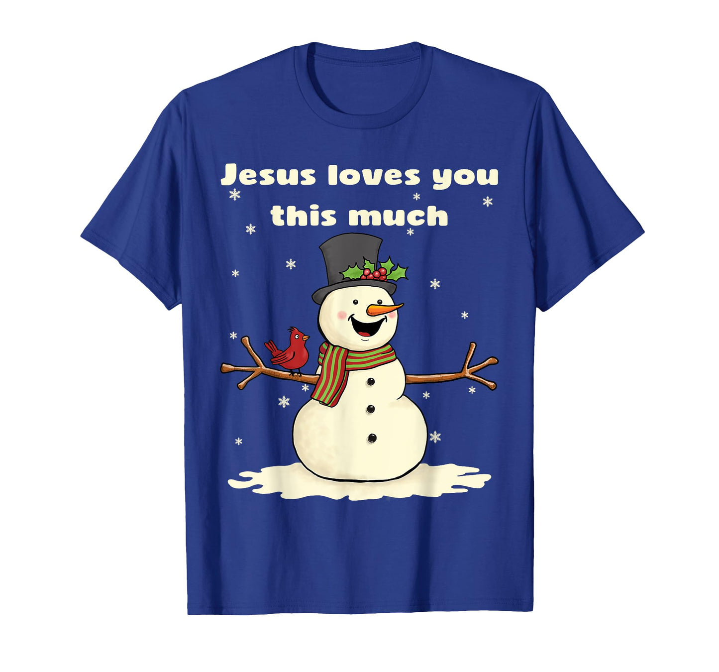 Cute Christian Christmas Snowman Jesus Loves You T-Shirt
