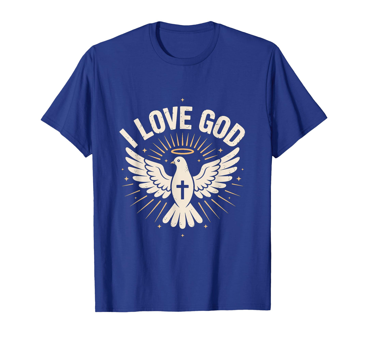 I Love God Dove Cross Christian Message T-Shirt