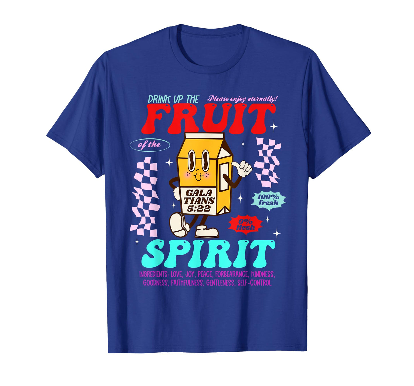 Drink Up Fruit Of The Spirit Christian Milk Bottle Checkered T-Shirt