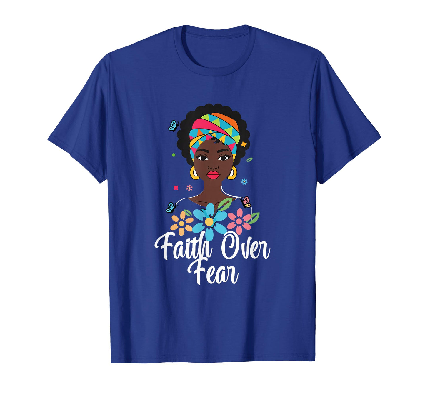 Faith-Over Fear-Afro Flower African American Breast Cancer T-Shirt