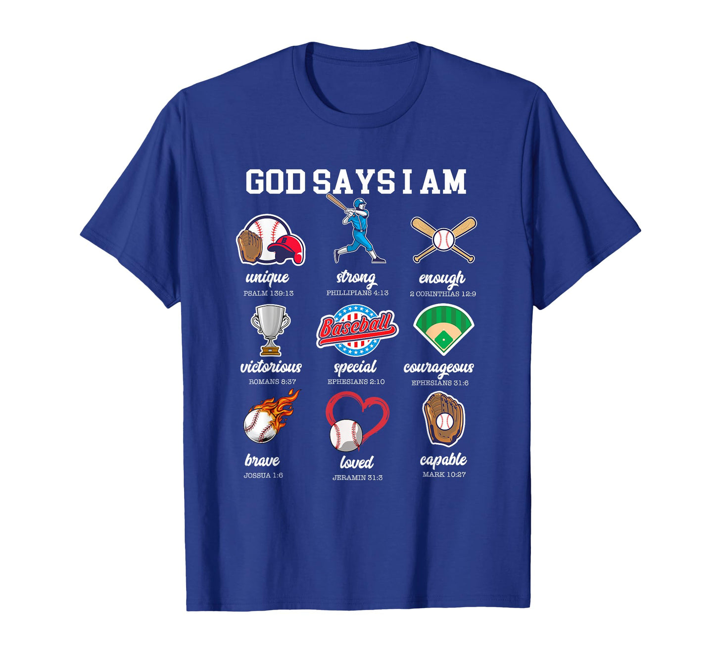 God Says I Am Baseball Christian Bible Jesus Player Kids Boy T-Shirt