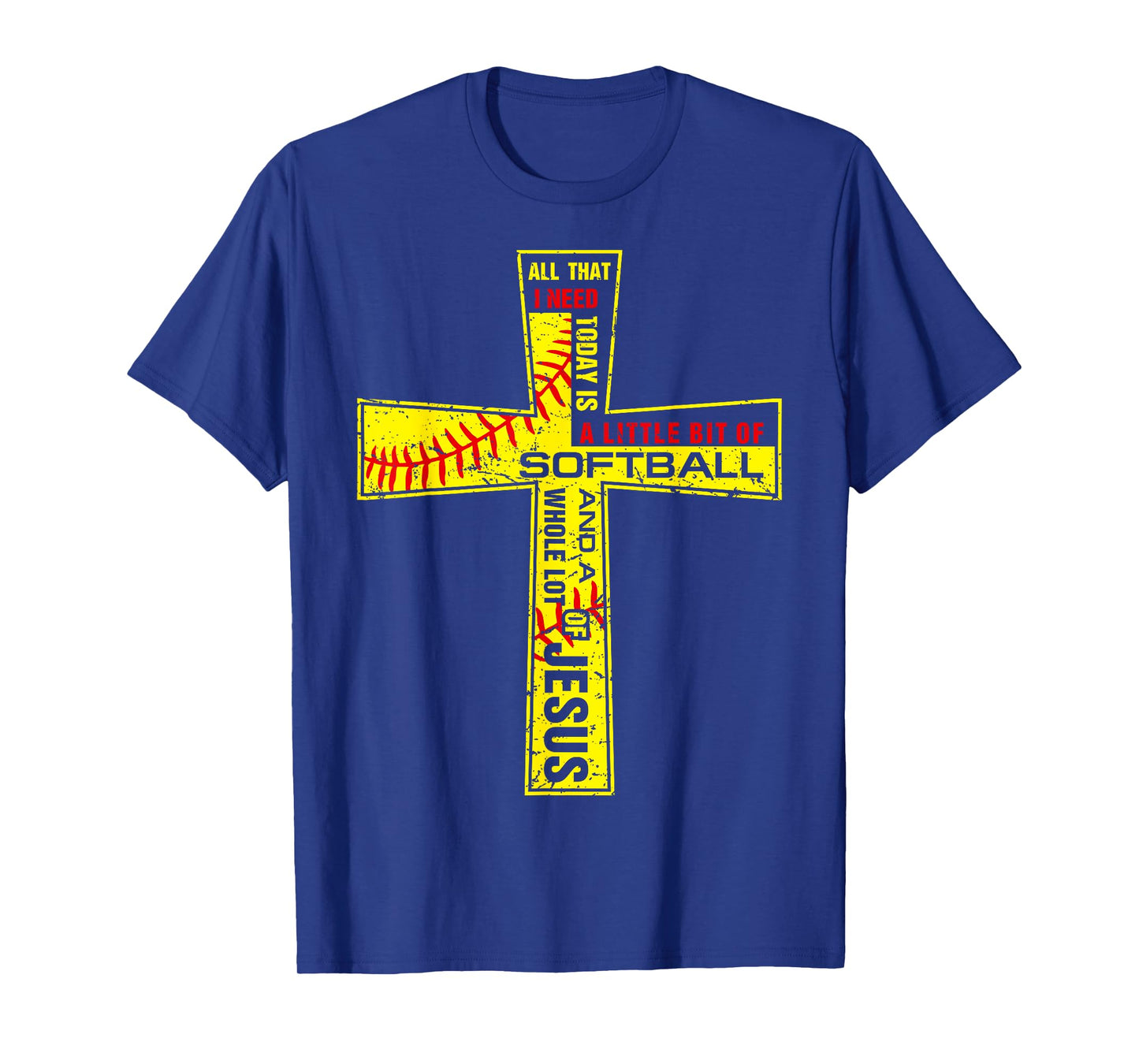 Softball Girl Christian Cross Faith I Need Softball & Jesus T-Shirt