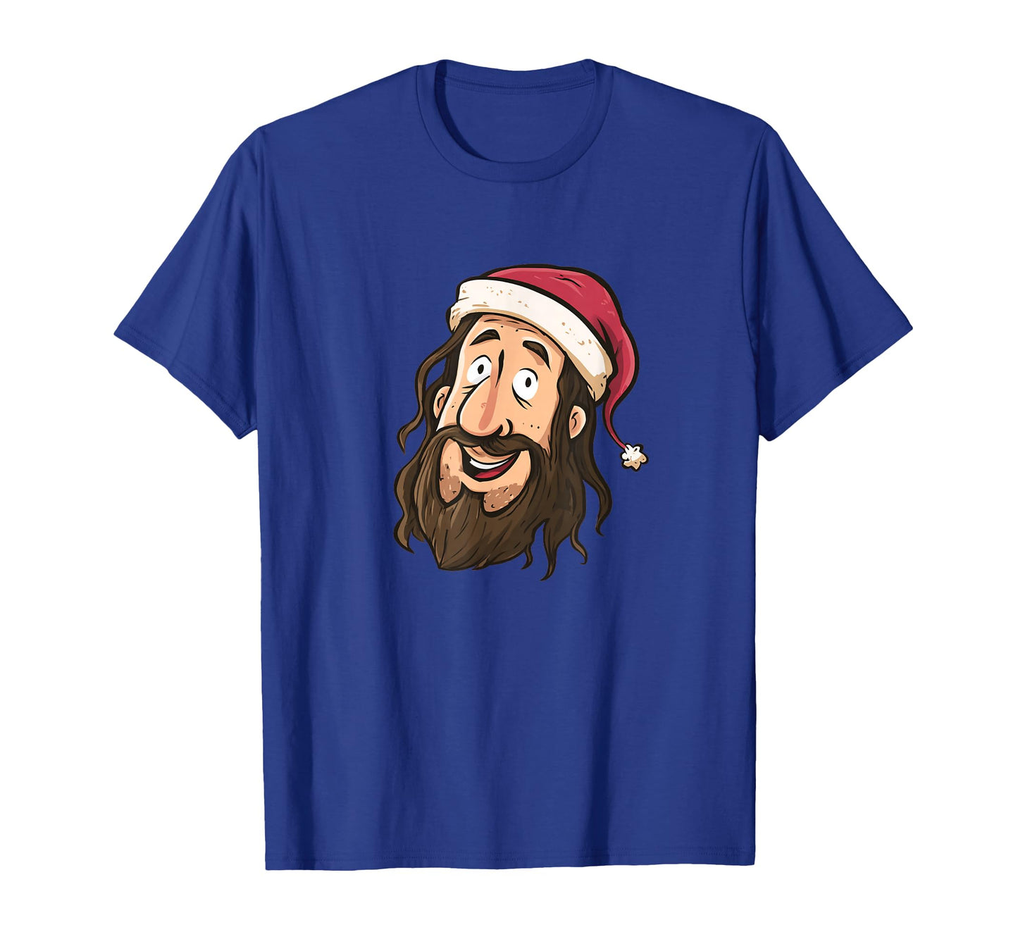 Cartoon Jesus Face Graphic with Nice Festive Xmas Hat T-Shirt