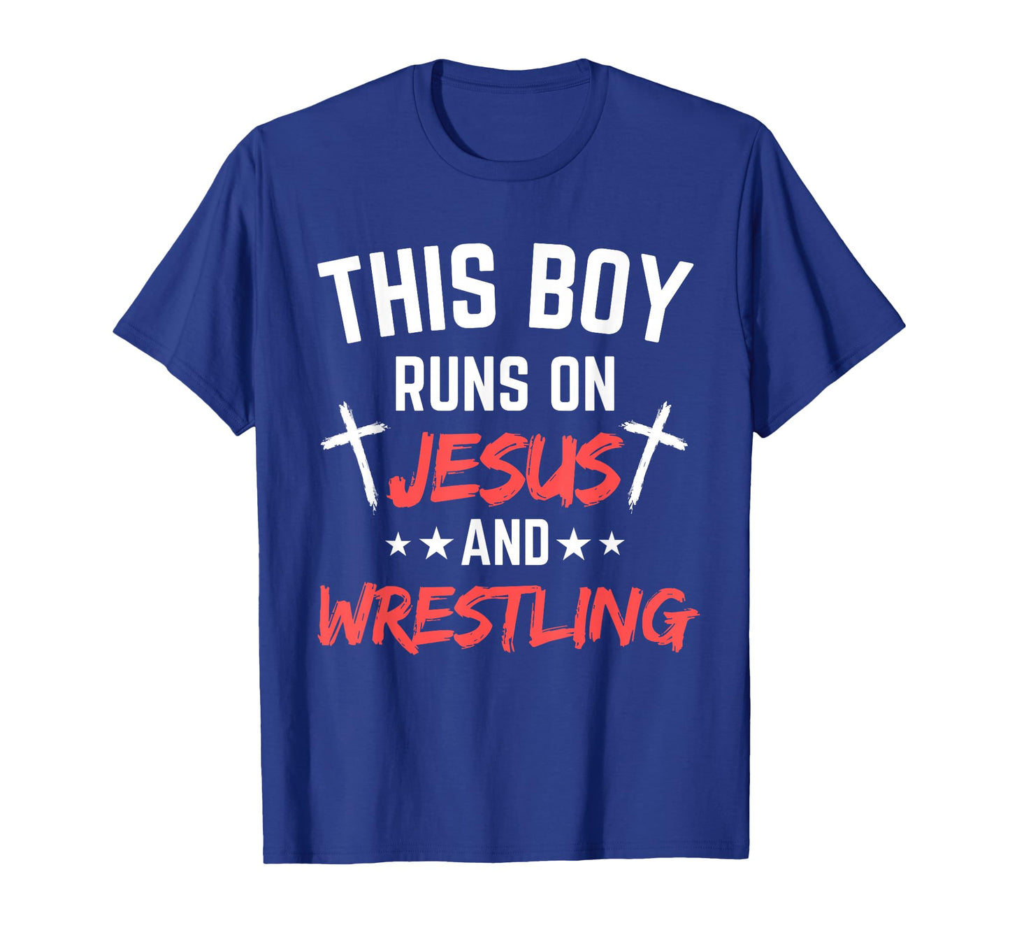 This Boy Runs On Jesus and Wrestling Christian Wrestler Boys T-Shirt