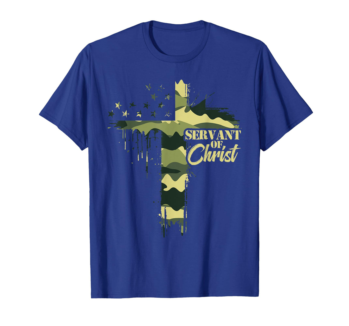Camo Flag Camouflage Cross Christian Dad Servant of Christ T-Shirt