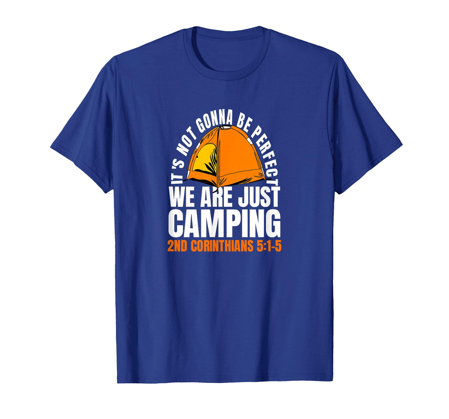 Funny Christian Tent Camping Cartoon Bible Verse Design T-Shirt