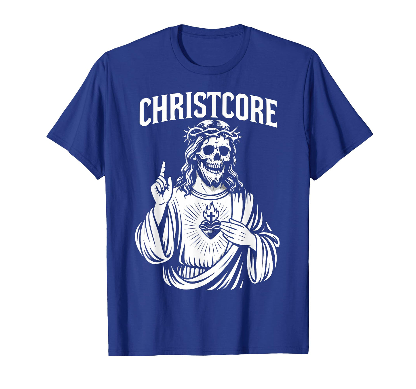 Christcore Jesus Skull Sacred Heart Christian Metal Design T-Shirt