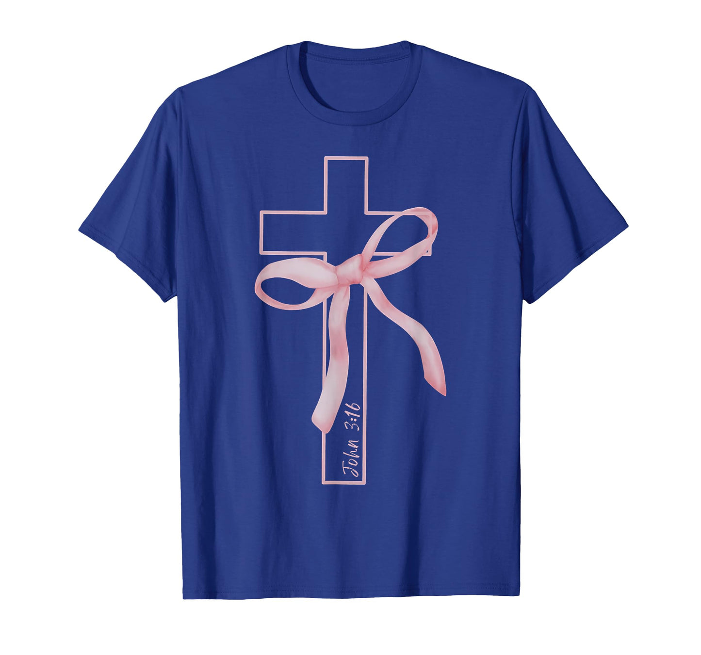 Coquette Christian Pink Bow Cross John 3:16 Bible Verse T-Shirt