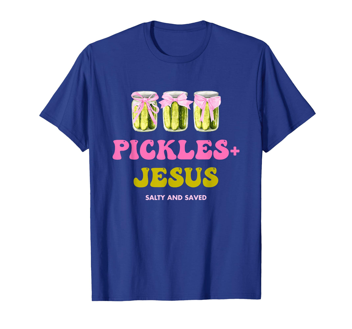 Pickles + Jesus Salty and Saved Pickles Christian Design T-Shirt