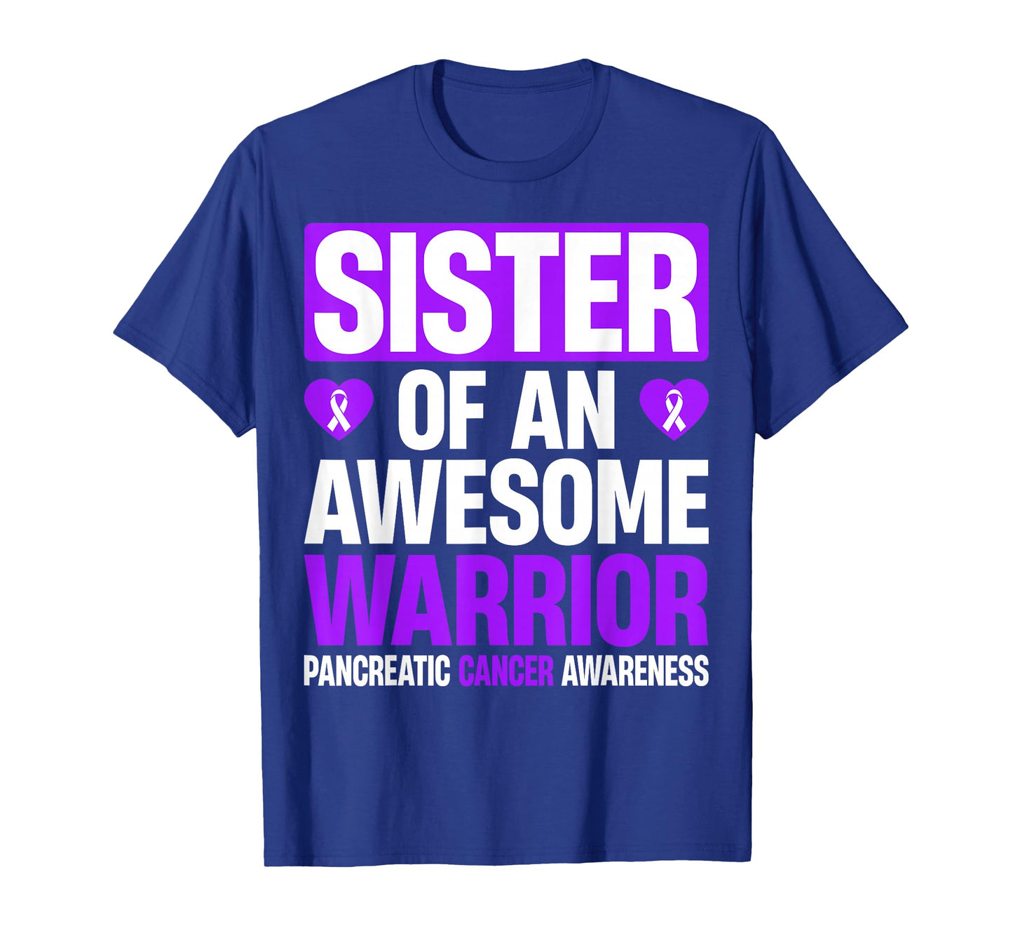 Sister of an Awesome Warrior Pancreatic Cancer Awareness T-Shirt