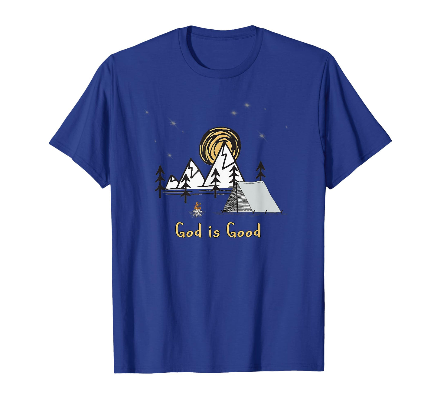 God is good tent camping under the stars graphic design gift T-Shirt