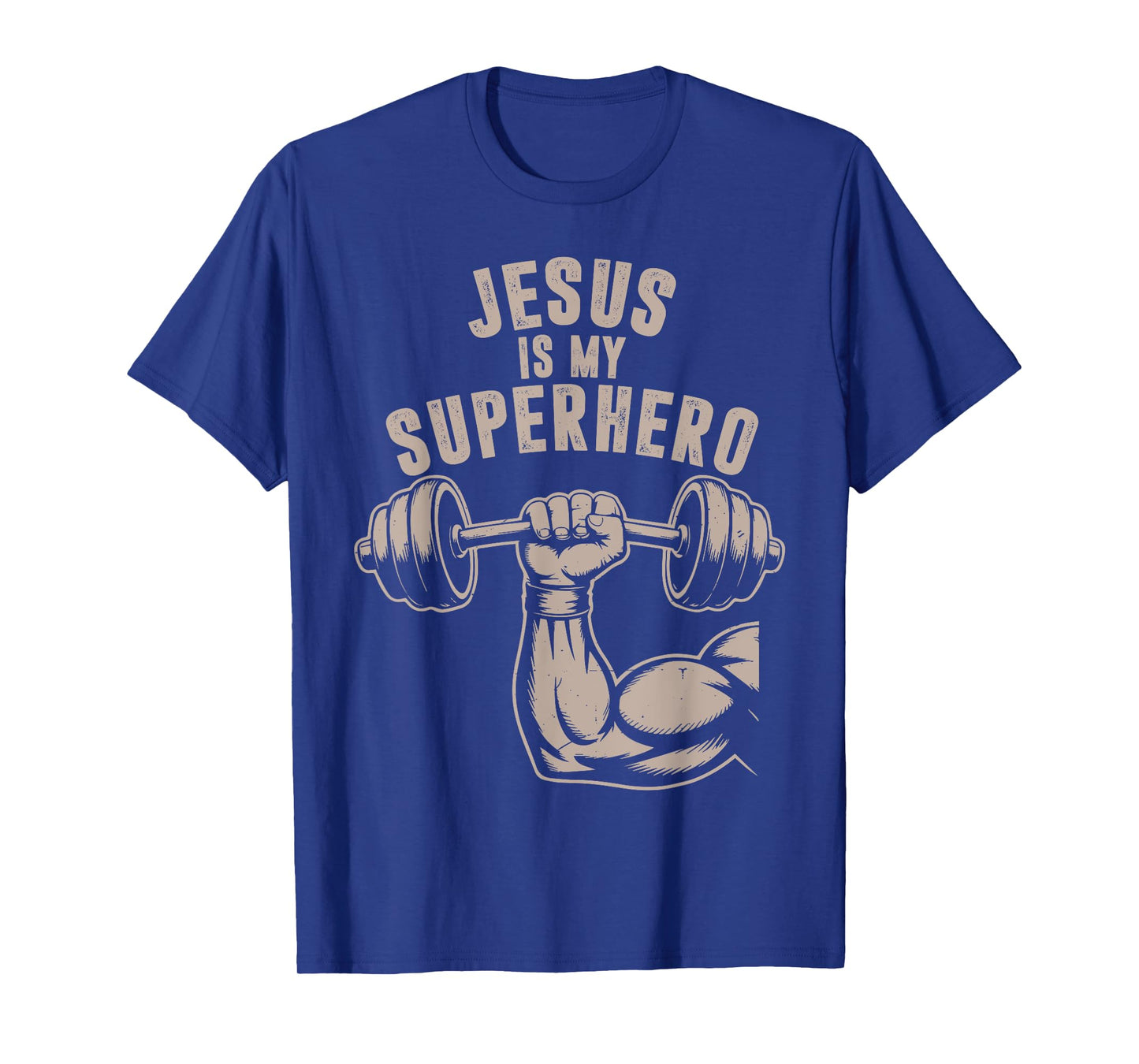 Jesus is My Superhero Barbell Funny Christian Workout Gym T-Shirt