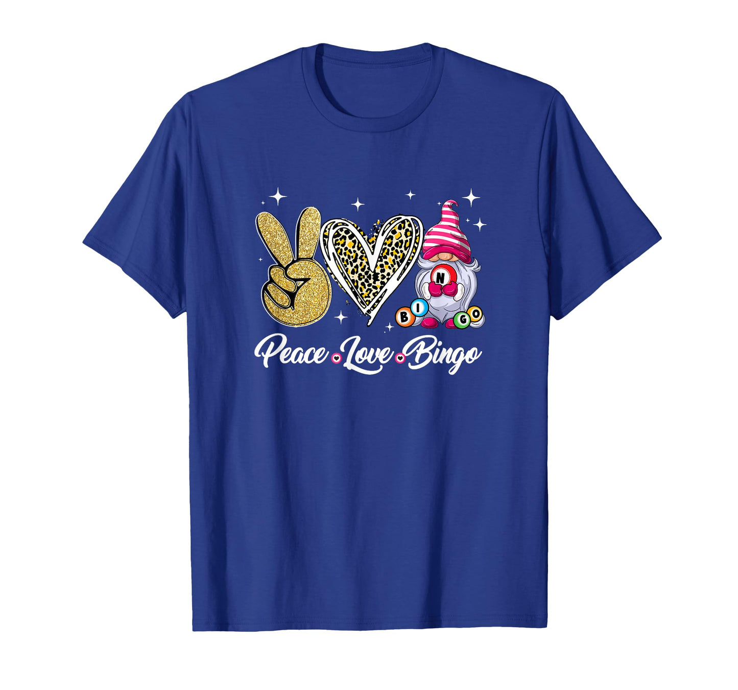 Peace Love Bingo Funny Lucky Design Bingo Gnome Lover Women T-Shirt