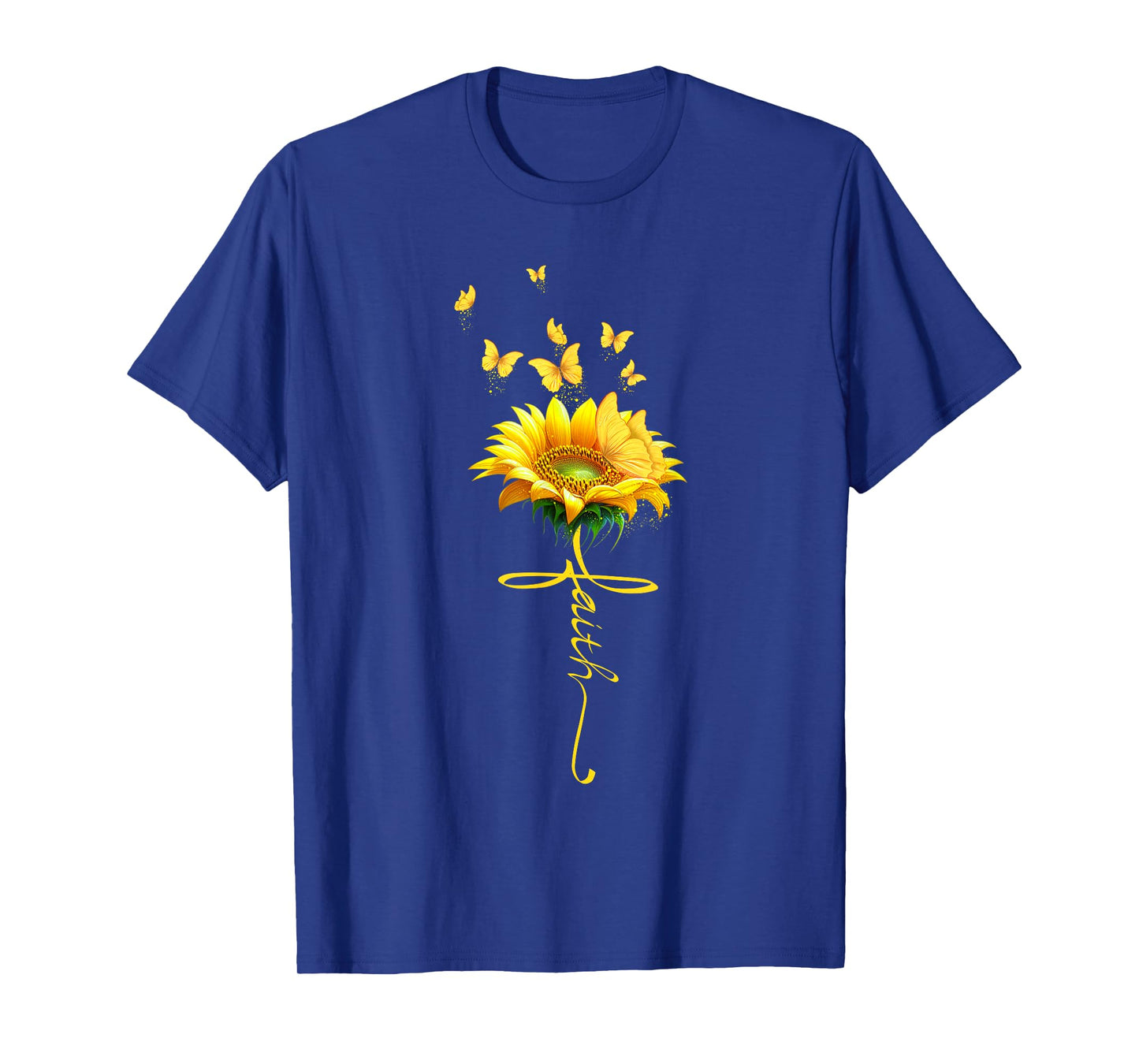 Faith Cross Sunflower Butterflies Flowers Christians T-Shirt