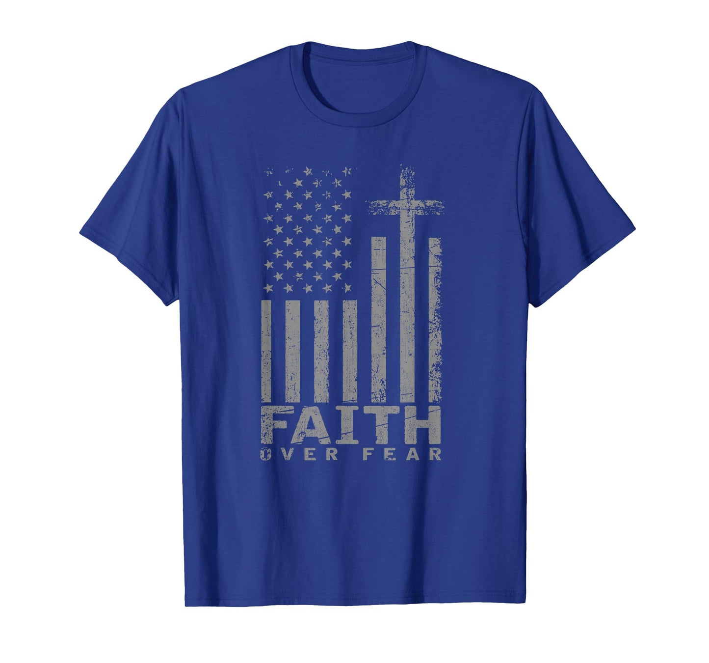 USA Flag Patriotic American Gift Faith Over Fear Prayer T-Shirt