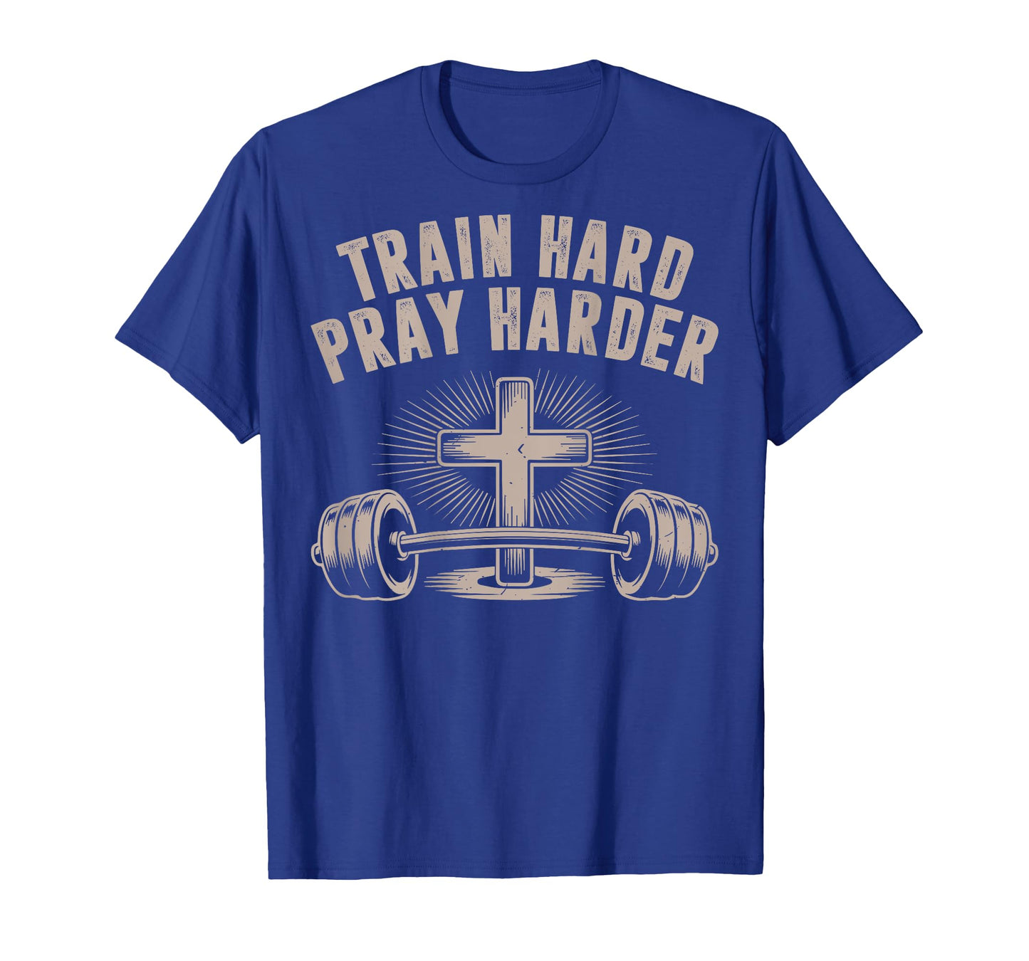 Men Train Hard Pray Harder Funny Christian Jesus Gym Workout T-Shirt