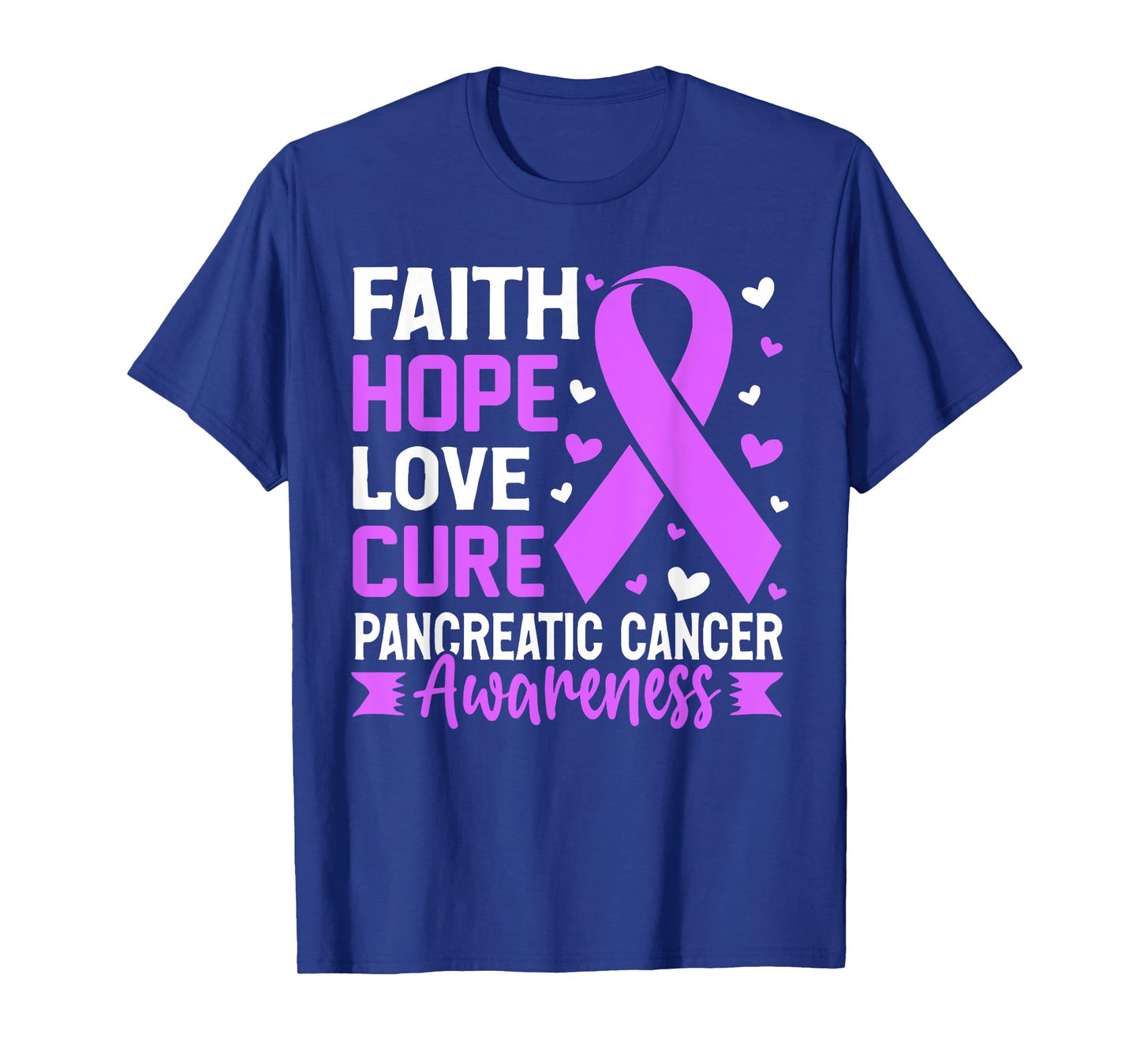 Faith Hope Love Pancreatic Cancer Exocrine Purple Ribbon T-Shirt