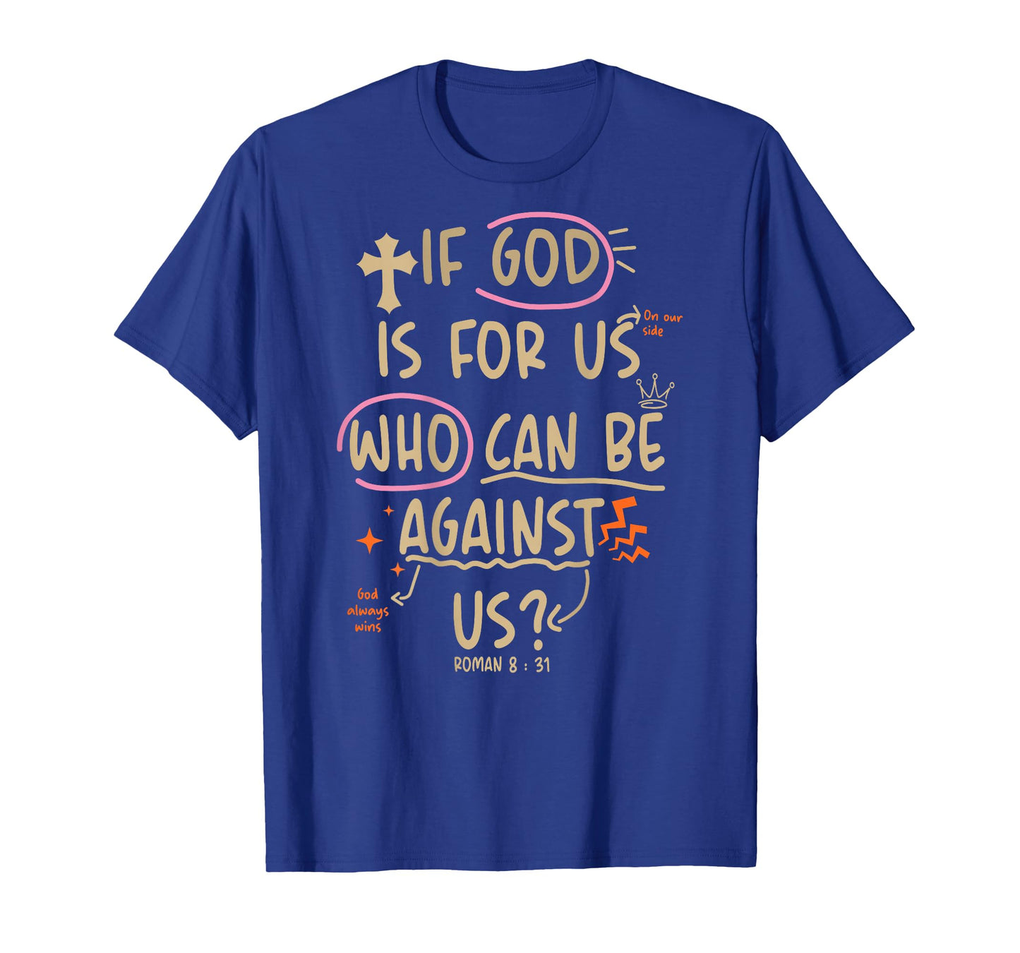 (On Back) If God is for Us Who Can Be Against Us Christian T-Shirt