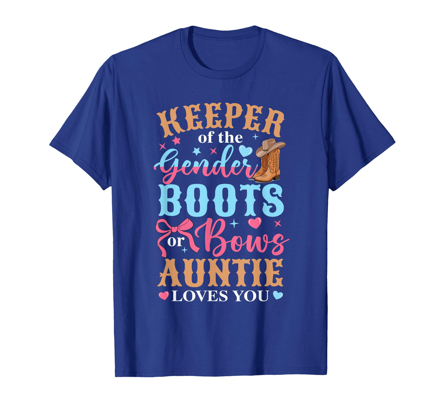 Boots Or Bows Auntie Loves You Gender Reveal Family Matching T-Shirt