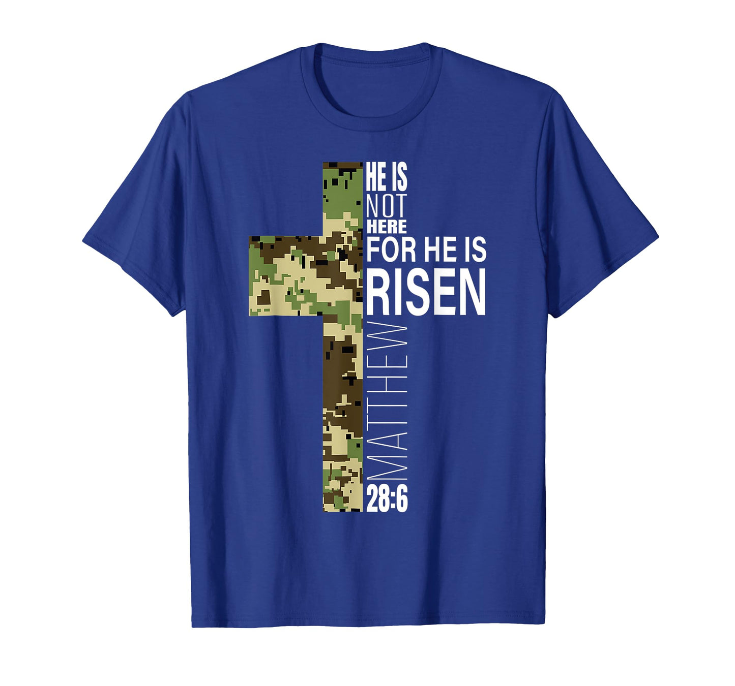 Cool He Is Risen Christian Easter Bible Verse Religious Camo T-Shirt