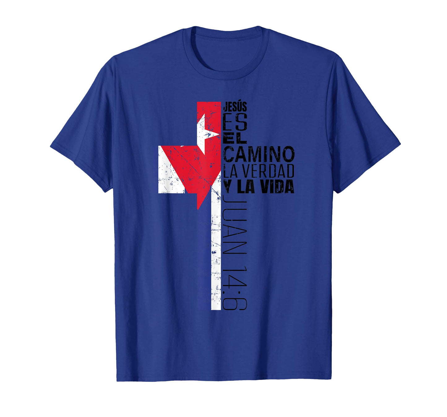 Christian Spanish Gifts Men Women Jesus Juan 14:6 Cuban Flag T-Shirt