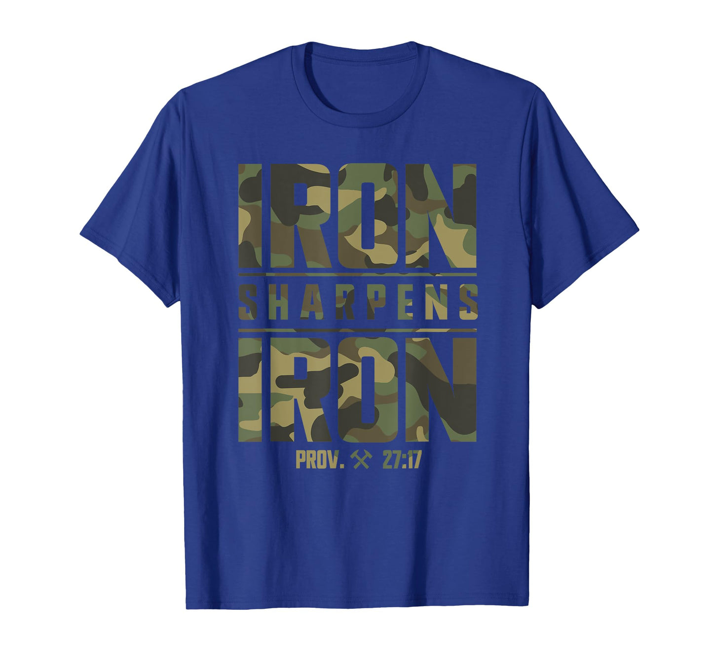 Iron Sharpens Iron Christian Men Camo Scripture Gym Workout T-Shirt