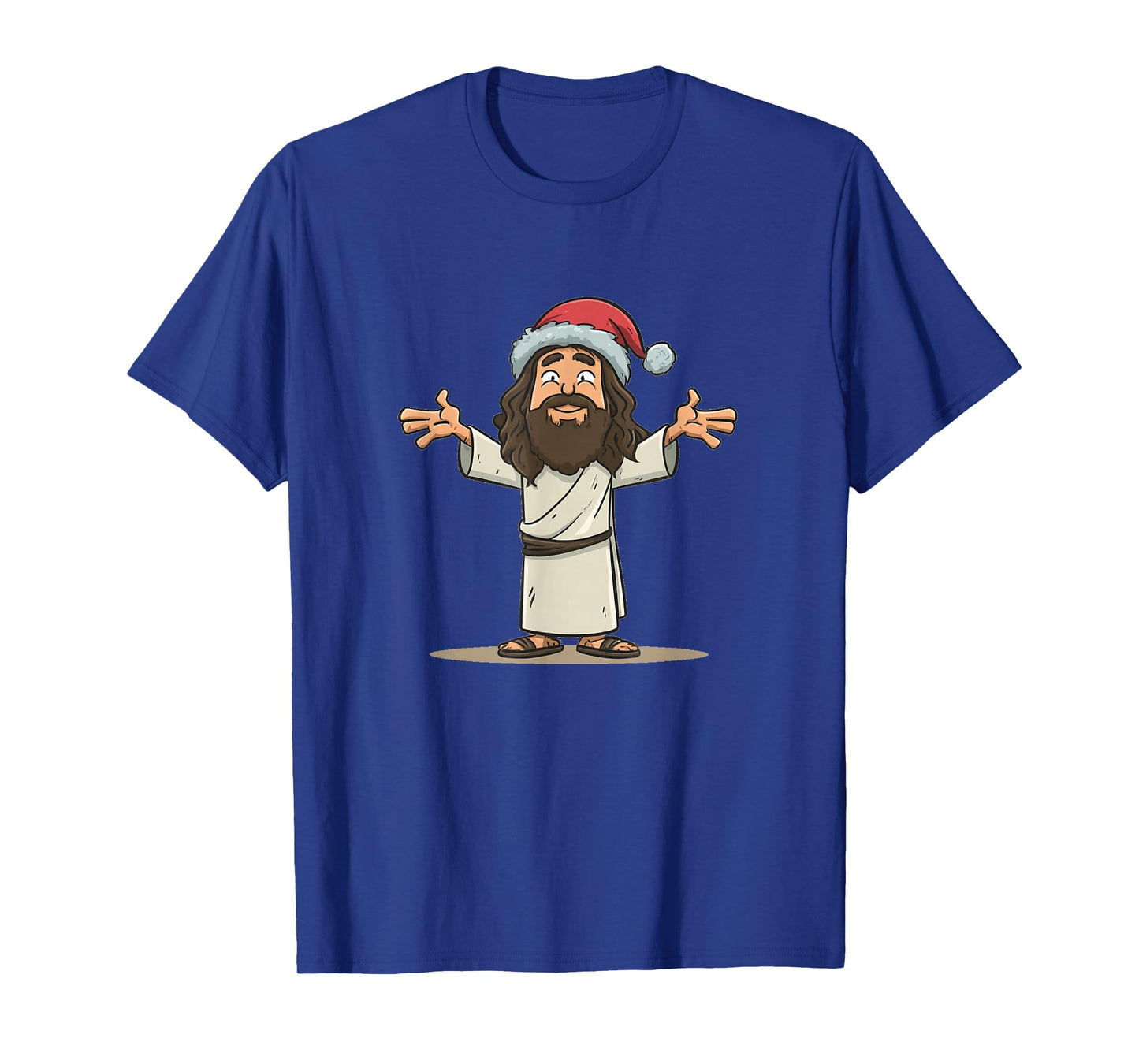 Great Cartoon Jesus with Festive Christmas Hat Costume T-Shirt