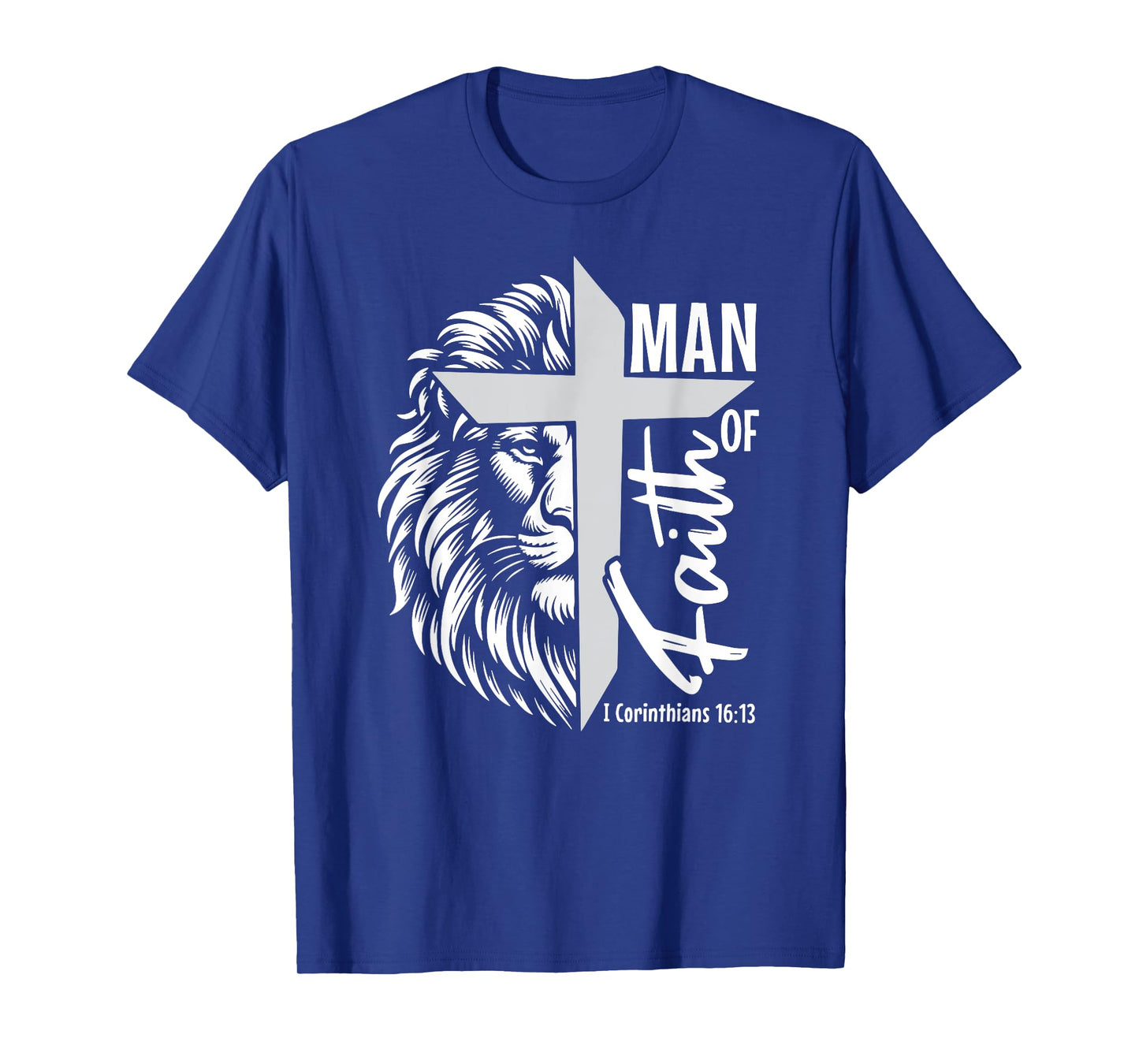 Man of Faith Lion Christian God Jesus Cross T-Shirt
